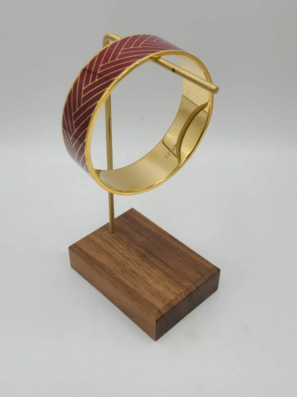 J Crew Red Gold Enamel Gold Tone Bangle Bracelet